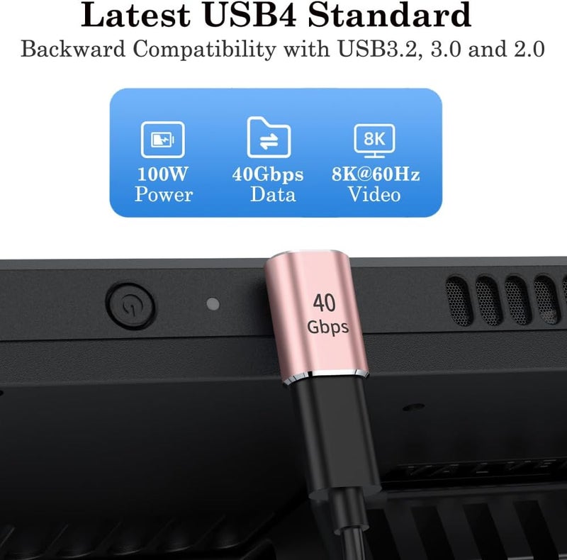 AuviPal USB C 90 Degree Adapter (2 Pack), Up and Down Right Angle L Shape USB Type C Male to Female Connector for Steam Deck, ROG Ally, MacBook, Tablet, Phone and More - Rose Gold - Image 4